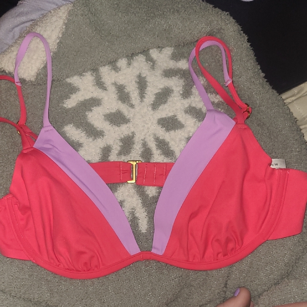 NWT L*Space Pink/Purple Color Block Bikini Top